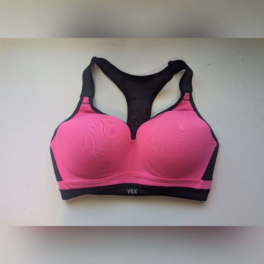 Sporto Pink and Black High-Impact Sports Bra
